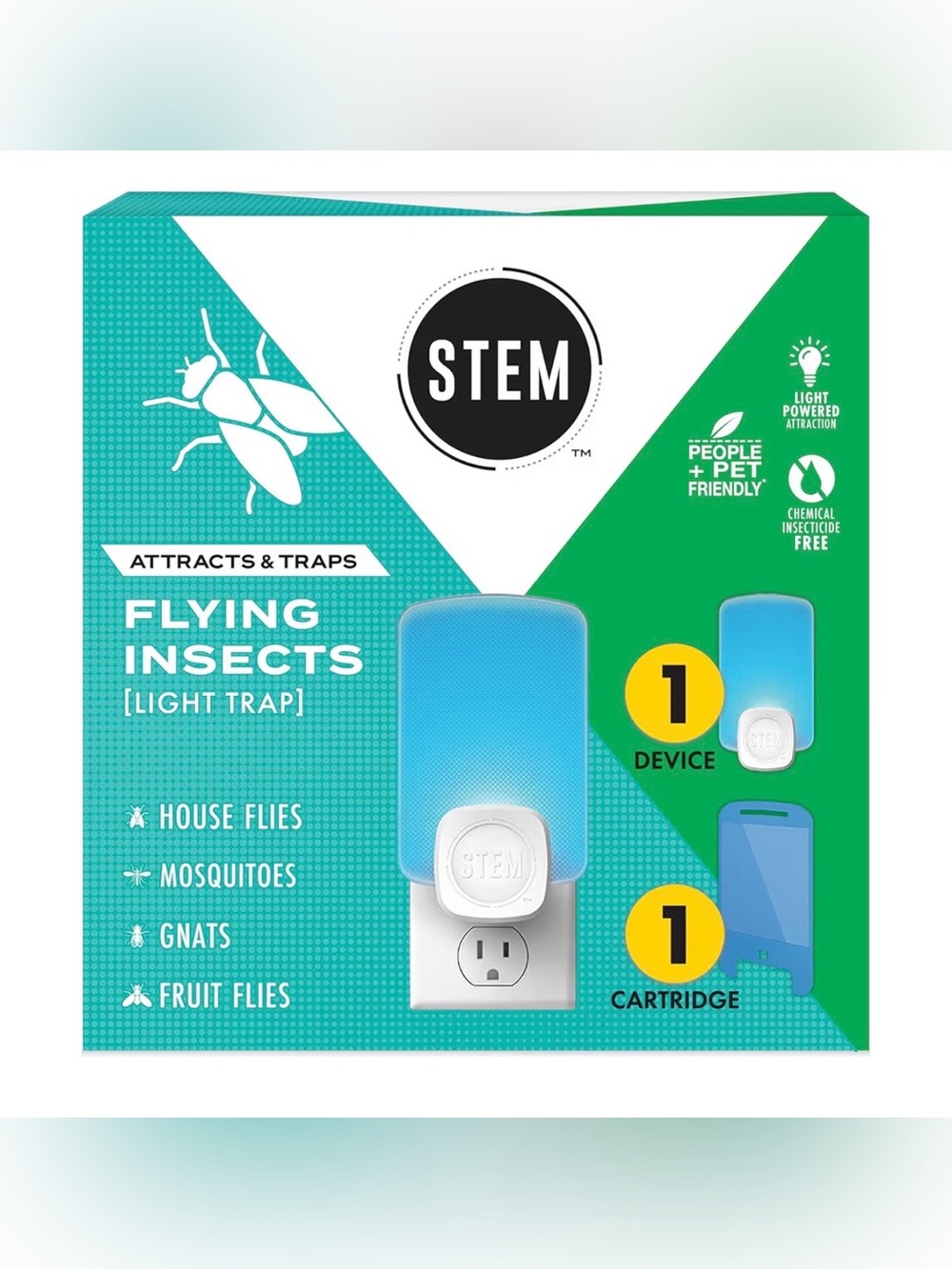 STEM Indoor Plug-In Insect Trap Lamp Blue/White 1 Cartridge Fly Mosquito Gnat